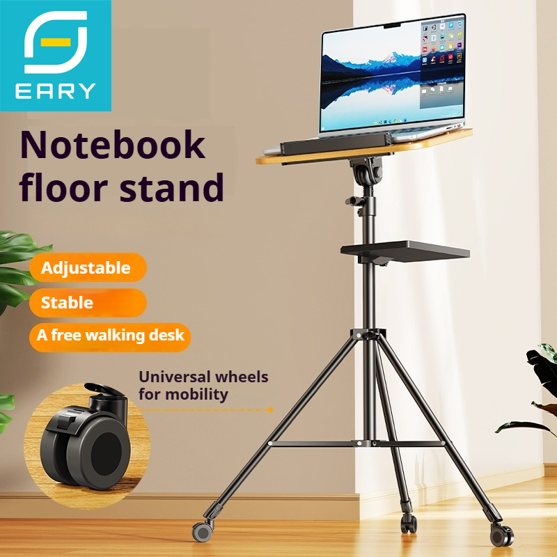 Projector Floor Stand Tripod Adjustable - Eary Wooden Laptop Tripod With Wheels
