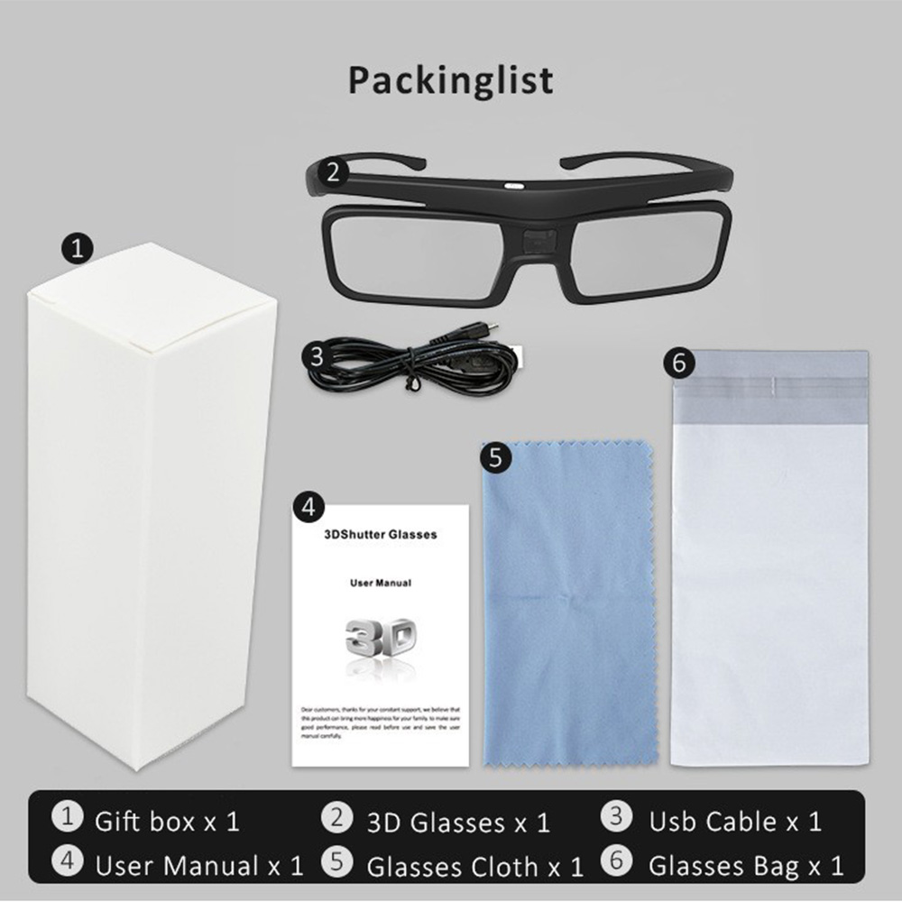 Active 3D Glasses Dlp Link Projector - Hot DLP Link USB Rechargeable 3D