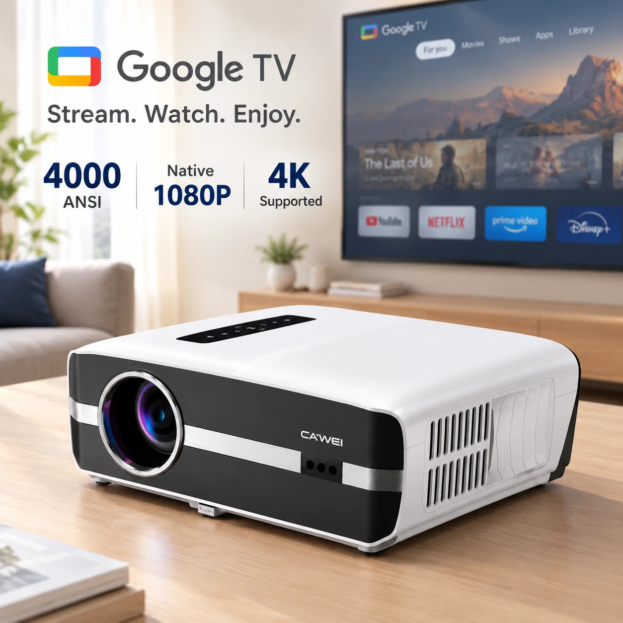 Auto Focus Keystone Correction Projector - New A9S 4k 4000ANSI Projector Google