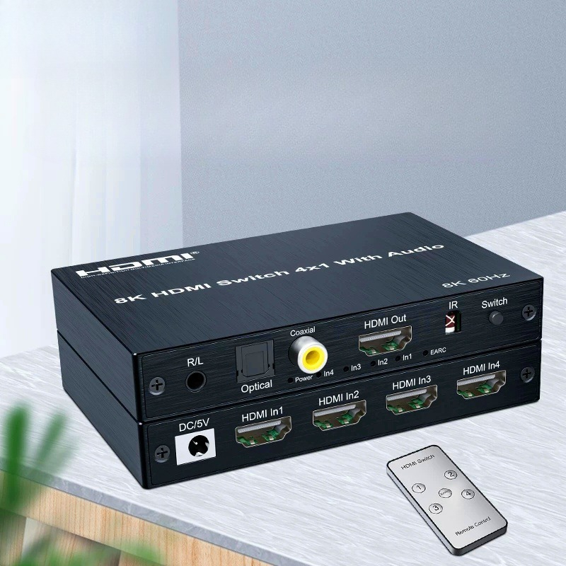 8K 60Hz HD Switch 4 in 1 out   - Optical Audio Hdmi Earc Extractor review and price