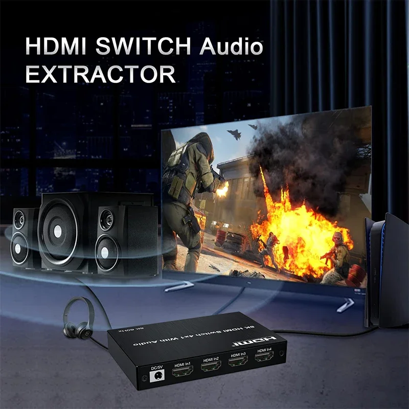8K 60Hz HD Switch 4 in 1 out   - Optical Audio Hdmi Earc Extractor review and price