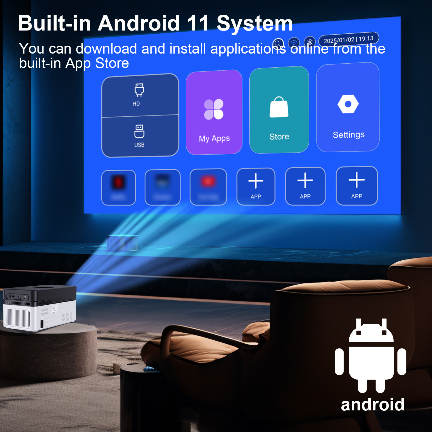 HY450PRO Native 1080P Smart Pr - 4K Smart Projector Android 11 Wifi 6 review and price