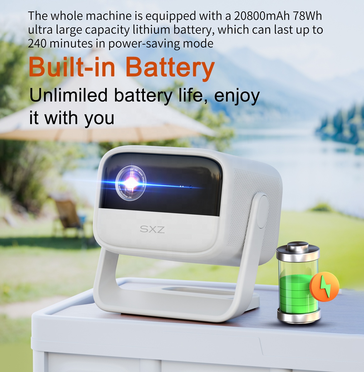 Outdoor Build-in Battery 20800 - Mini Portable Projector Rechargeable Battery review and price