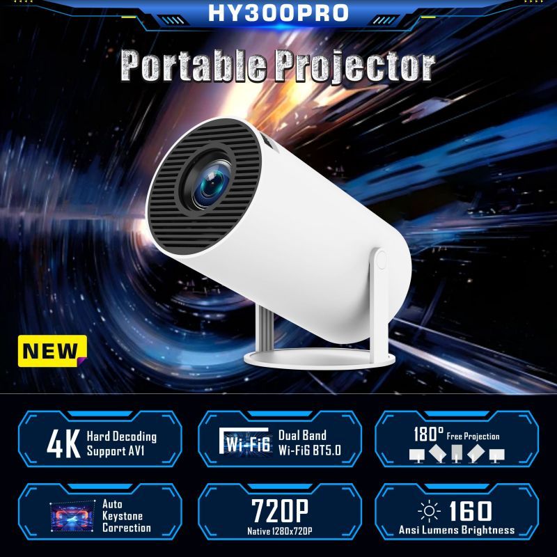 HY300 pro mini Smart Projector - 4K Smart Projector Android 11 Wifi 6 review and price