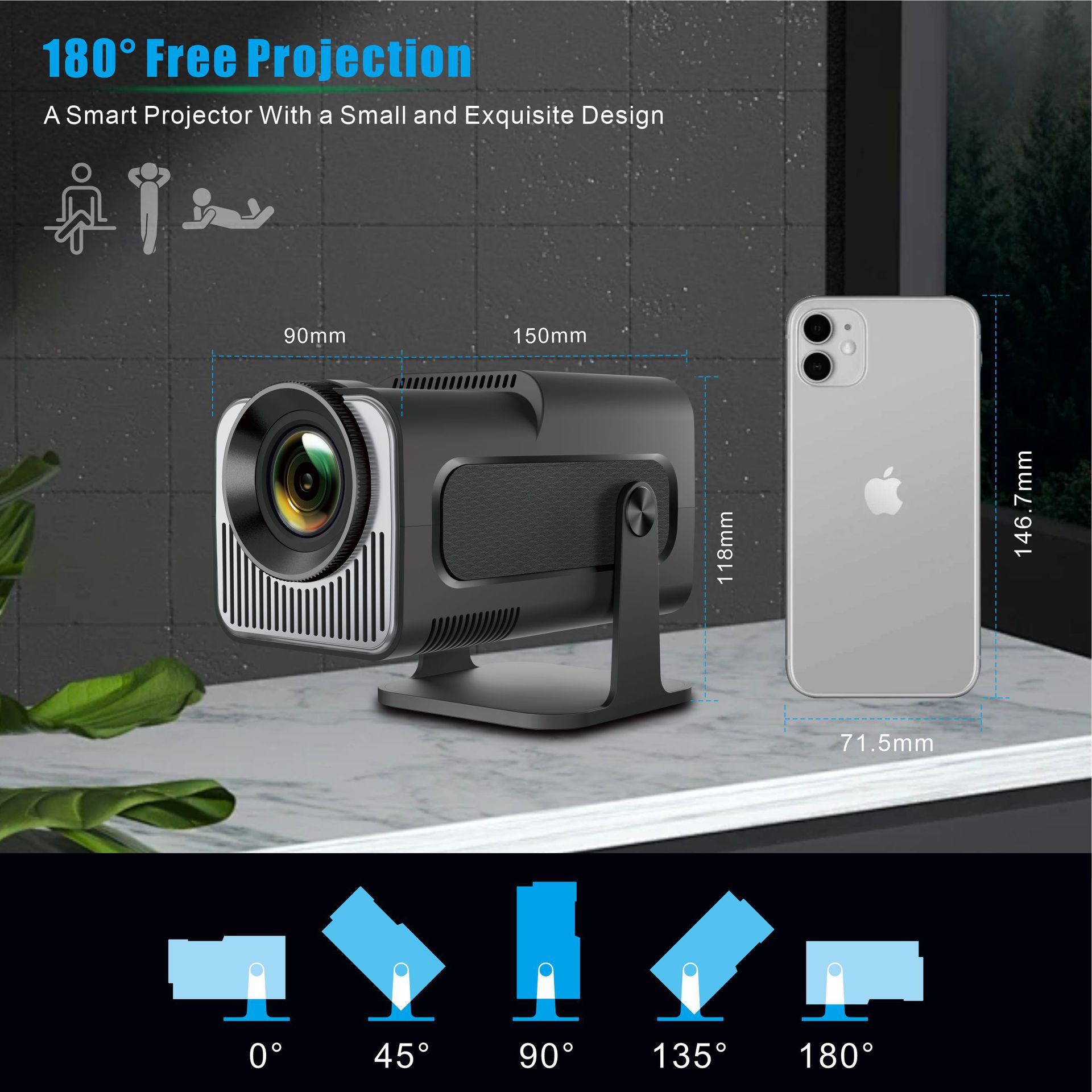 HY320Mini Newly Native 720P An - 4K Smart Projector Android 11 Wifi 6 review and price