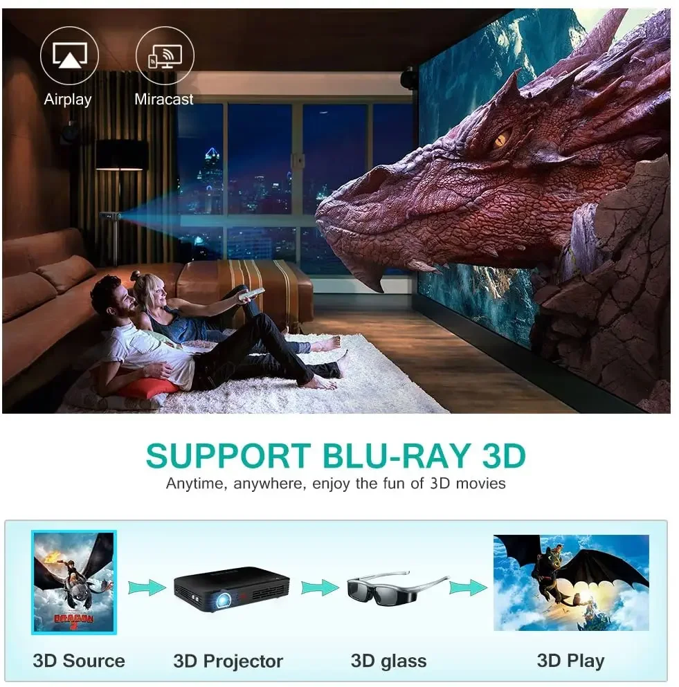 New WOWOTO T9S Max: 450ANSI Lu - Mini Portable Projector Rechargeable Battery review and price